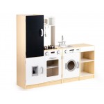 Bucatarie modulara XXL din lemn de joaca copii cu 4 piese interschimbabile cu tabla de scris Led-uri si masina de spalat Bucatarie modulara XXL din lemn de joaca copii cu 4 piese interschimbabile cu tabla de scris Led-uri si masina de spalat